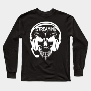 Gamer Streaming Skull Wearing Headset Long Sleeve T-Shirt